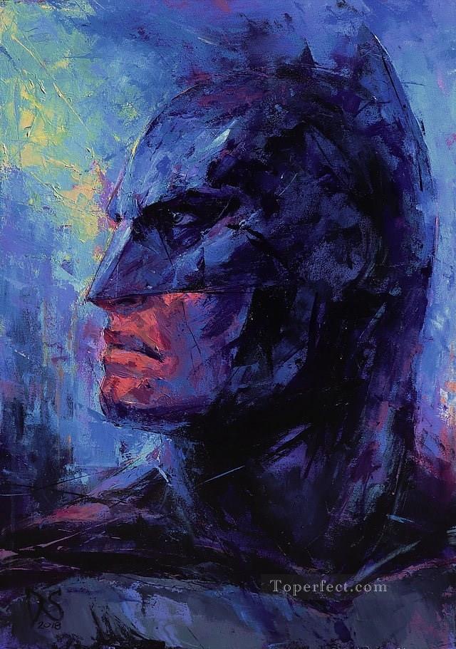 Batman superman héroe americano texturizado Pintura al óleo
